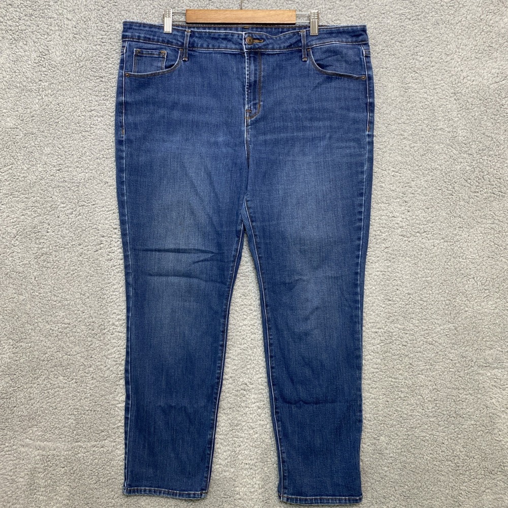 Old Navy Power Straight Jeans Women 18 Blue Denim Medium Wash High Rise Classic